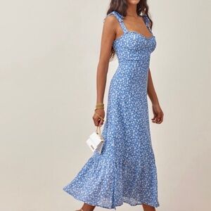 Reformation Sky Blue Floral Maxi Dress